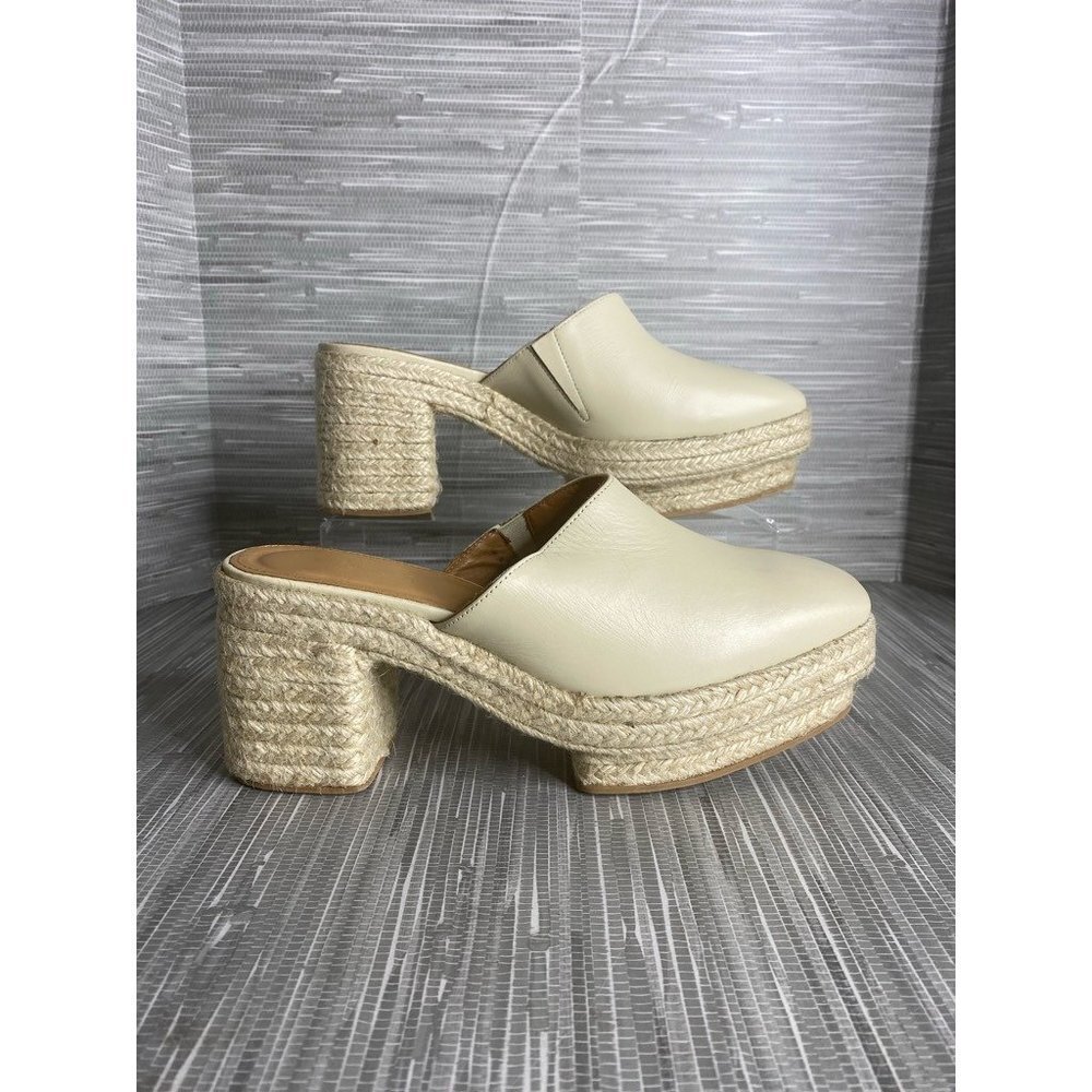 Free People Alohas Womens Celeste Clog Heel Beige Leather Slip On High 8 New